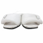 Prada Soft Patted Logo Sandals Mules Heels Triangle Leather 37 White — view 4