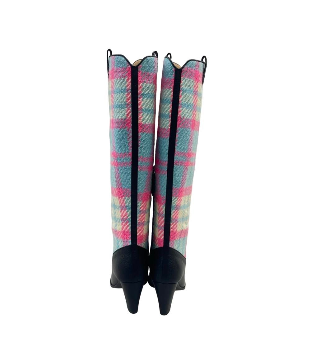 Gucci Long Boots Horsebit Plaid Side Zip — view 3