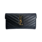 Saint Laurent Cassandra Wallet Button Type Black