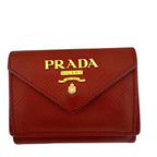 Prada Compact Wallet Saffiano Leather Trifold Red