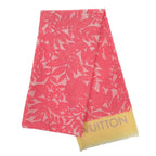 Louis Vuitton Pareo Tropical Flower Large Fringe Shawl Cotton Silk Rose Pink — view 4