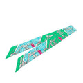 Hermes Twilly Mors ET Gourmettes Remix Scarf Green Multicolor Silk