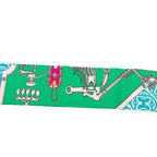 Hermes Twilly Mors ET Gourmettes Remix Scarf Green Multicolor Silk — view 2