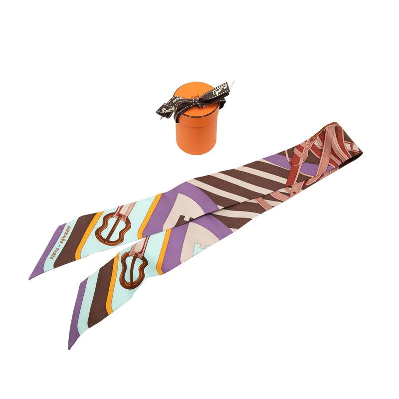 Hermes Twilly Coaching Scarf Multicolor Silk — view 6