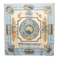 Hermes Carre 90 le Geographe Geographer Scarf Light Blue Multicolor Silk