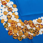 Chanel Pearl Jewel Motif Scarf Blue Multicolor Silk — view 3