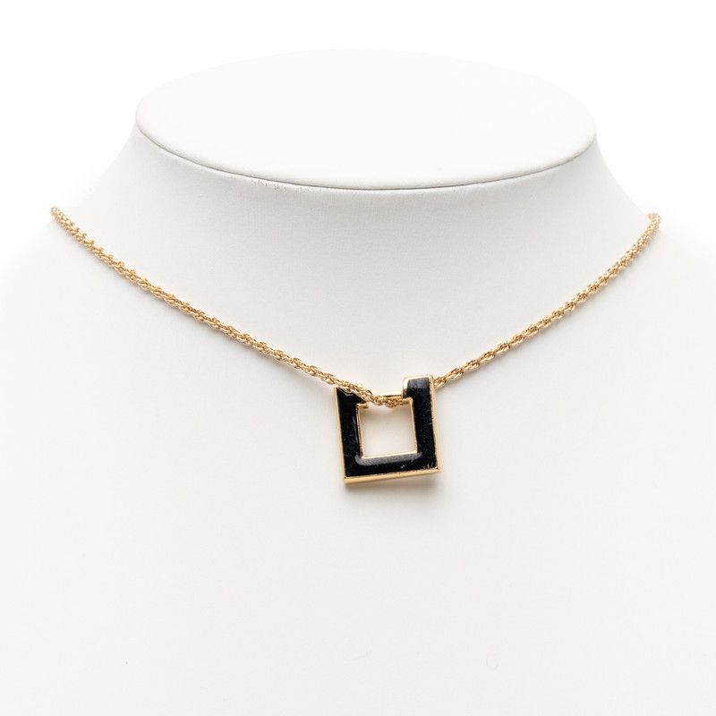 Dior Vintage Earrings Necklace Set Gold Black Plated Rhinestone — view 5