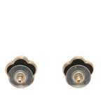 Chanel Camellia CC Logo Pearl Earrings Gold Black Plated Rhinestone — view 2