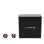 Chanel Camellia CC Logo Pearl Earrings Gold Black Plated Rhinestone — view 4