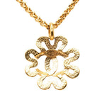 Chanel CC Logo Clover Motif Chain Pendant Necklace Gold Plated — view 2