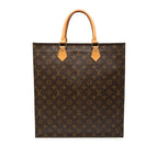 Louis Vuitton Monogram Sac Plat Tote Brown Leather