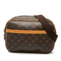 Louis Vuitton Monogram Reporter PM Crossbody Shoulder Bag Brown Leather