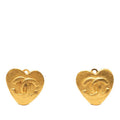 Chanel CC Logo Heart Motif Earrings 95 Vintage Gold Plated