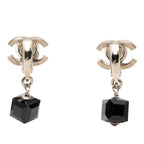 Chanel CC Logo Earrings 08 Silver Black Metal Plastic — view 2