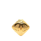 Chanel CC Logo Square Pin Brooch Vintage Gold Plated