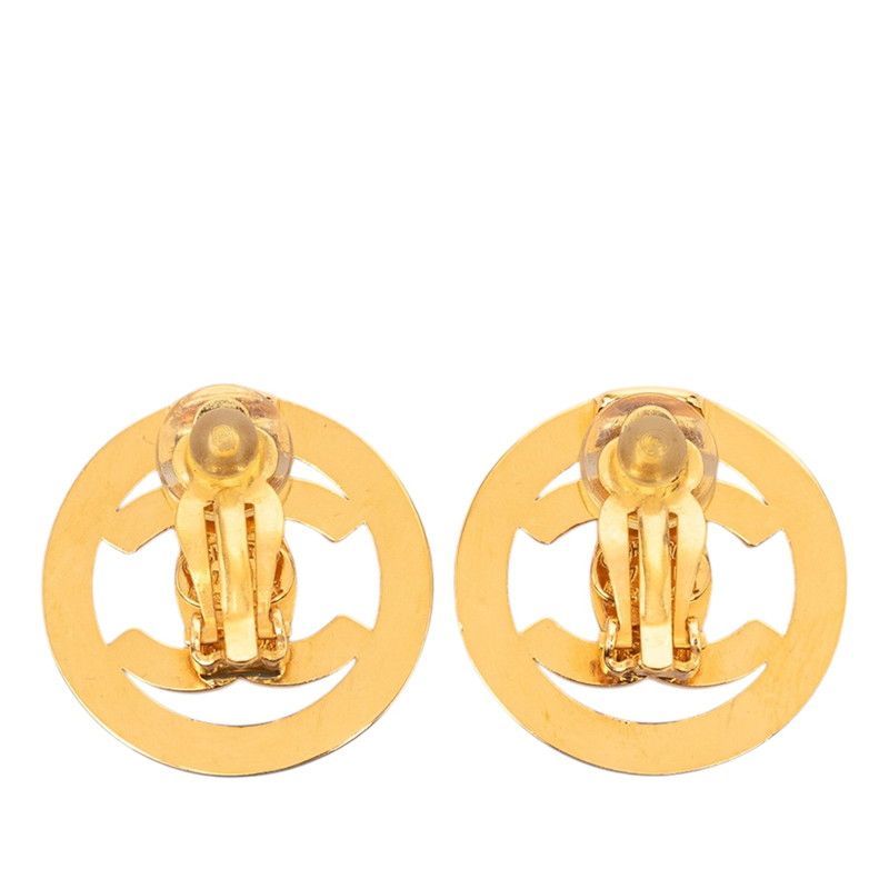 Chanel CC Logo Turnlock Vintage Earrings Gold Plated — view 2