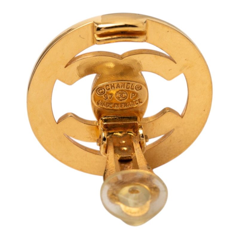Chanel CC Logo Turnlock Vintage Earrings Gold Plated — view 3
