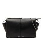 Celine Trifold Chain Shoulder Bag Black Leather