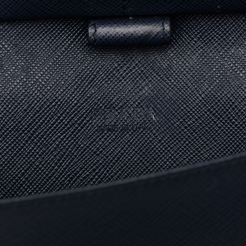 Prada Logo Wallet Zip Around Navy Saffiano Leather — view 5