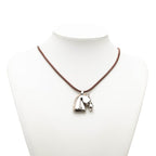 Hermes Cheval Horse Necklace Silver Brown Metal Leather — view 7