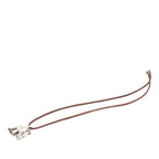 Hermes Cheval Horse Necklace Silver Brown Metal Leather — view 3