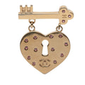 Chanel CC Logo Heart Rock Motif Brooch Gold Pink Plated Rhinestone