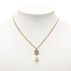 Chanel CC Logo Necklace Gold Plated Rhinestone Faux Pearl — view 7