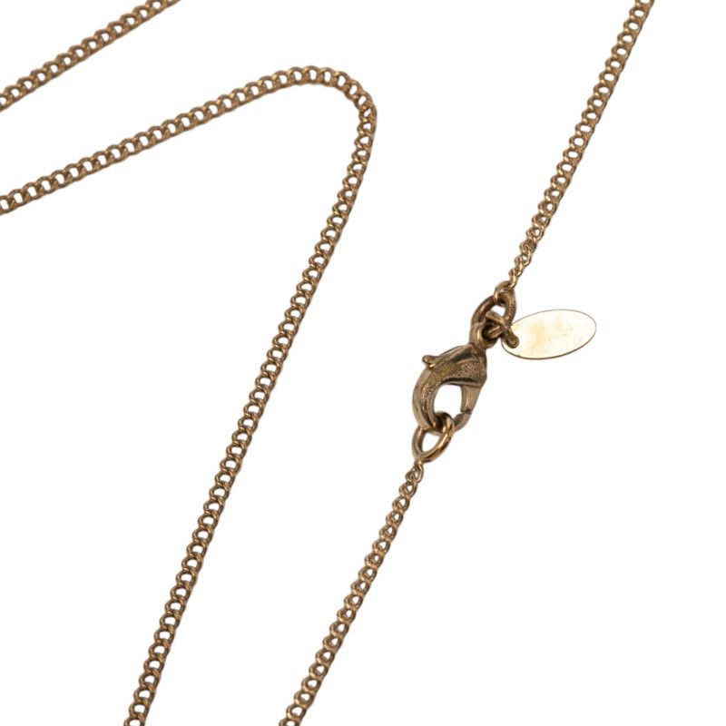 Chanel CC Logo Necklace Gold Plated Rhinestone Faux Pearl — view 5