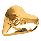 Chanel CC Logo Heart Motif Brooch Vintage Gold Plated