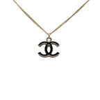 Chanel CC Logo Pendant Necklace Gold Black Plated — view 2