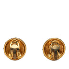 Chanel Logo Round Earrings Vintage Gold Plated Rhinestone — view 2