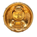 Chanel Logo Round Earrings Vintage Gold Plated Rhinestone — view 3