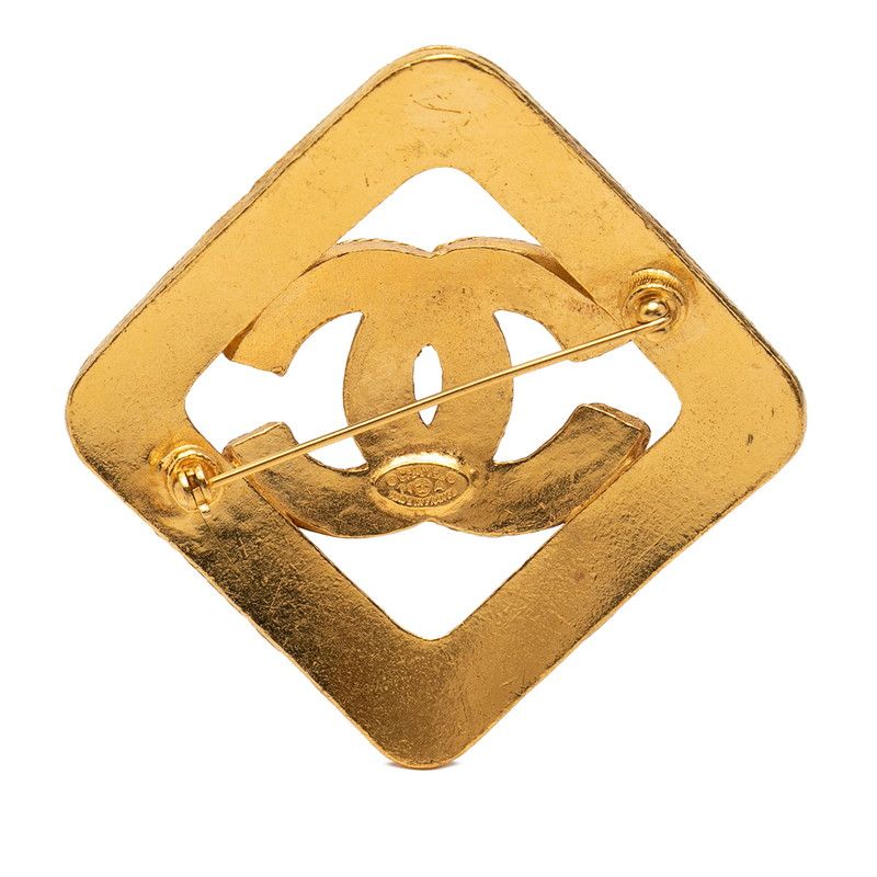 Chanel CC Logo Diamond Brooch Vintage Gold Plated — view 2
