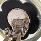 Chanel Camellia CC Logo Earrings Silver Black White Metal Resin — view 3