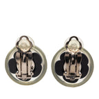 Chanel Camellia CC Logo Earrings Silver Black White Metal Resin — view 2