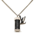 Louis Vuitton Monogram Eclipse Collier Charm Necklace Black Silver Metal