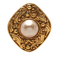 Chanel Vintage Brooch Gold Plated Faux Pearl