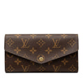 Louis Vuitton Monogram Portefeuille Sarah Wallet Brown Fuchsia Leather