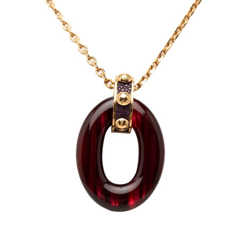 Louis Vuitton Pendentif Gimmeakuru Pendant Necklace Gold Red Plated