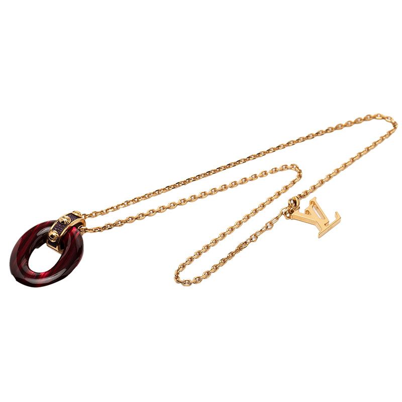 Louis Vuitton Pendentif Gimmeakuru Pendant Necklace Gold Red Plated — view 3
