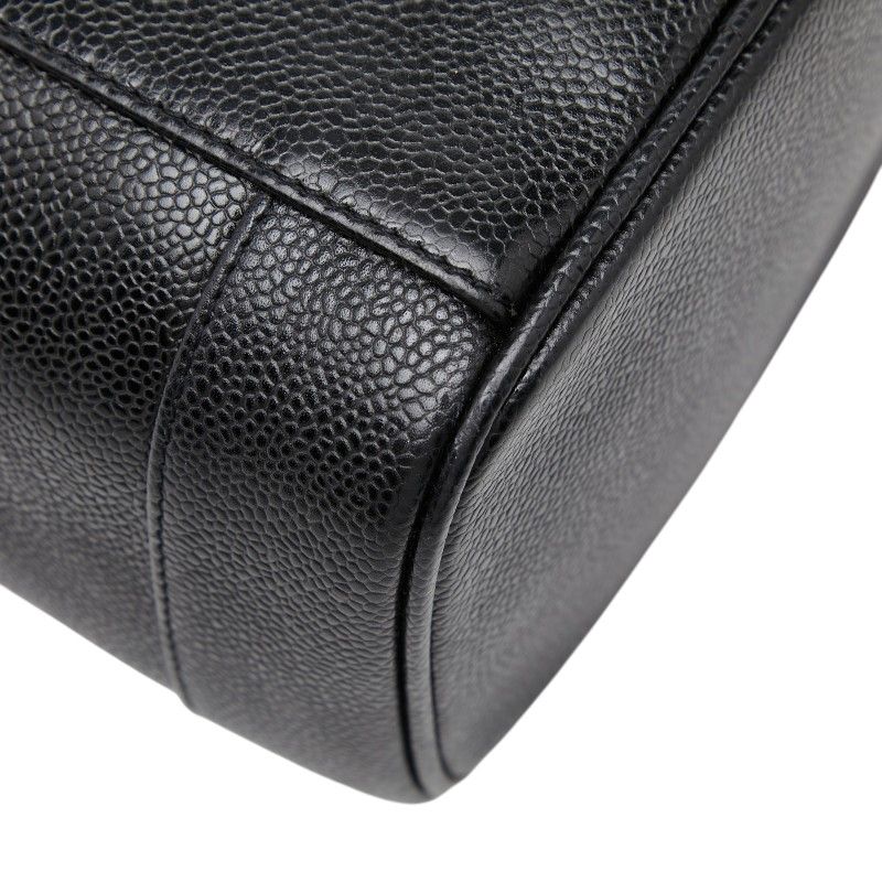 Chanel CC Logo Vanity Bag Handbag Black Caviar Leather — view 7