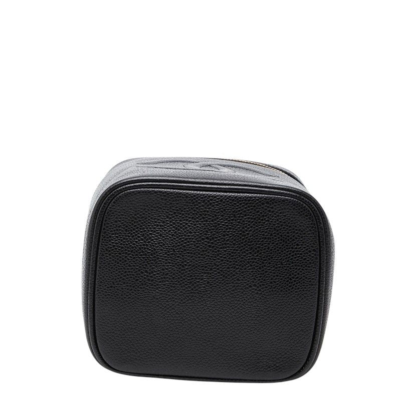 Chanel CC Logo Vanity Bag Handbag Black Caviar Leather — view 3