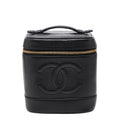 Chanel CC Logo Vanity Bag Handbag Black Caviar Leather