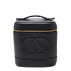 Chanel CC Logo Vanity Bag Handbag Black Caviar Leather