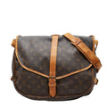 Louis Vuitton Monogram Saumur 35 Crossbody Shoulder Bag Brown Leather