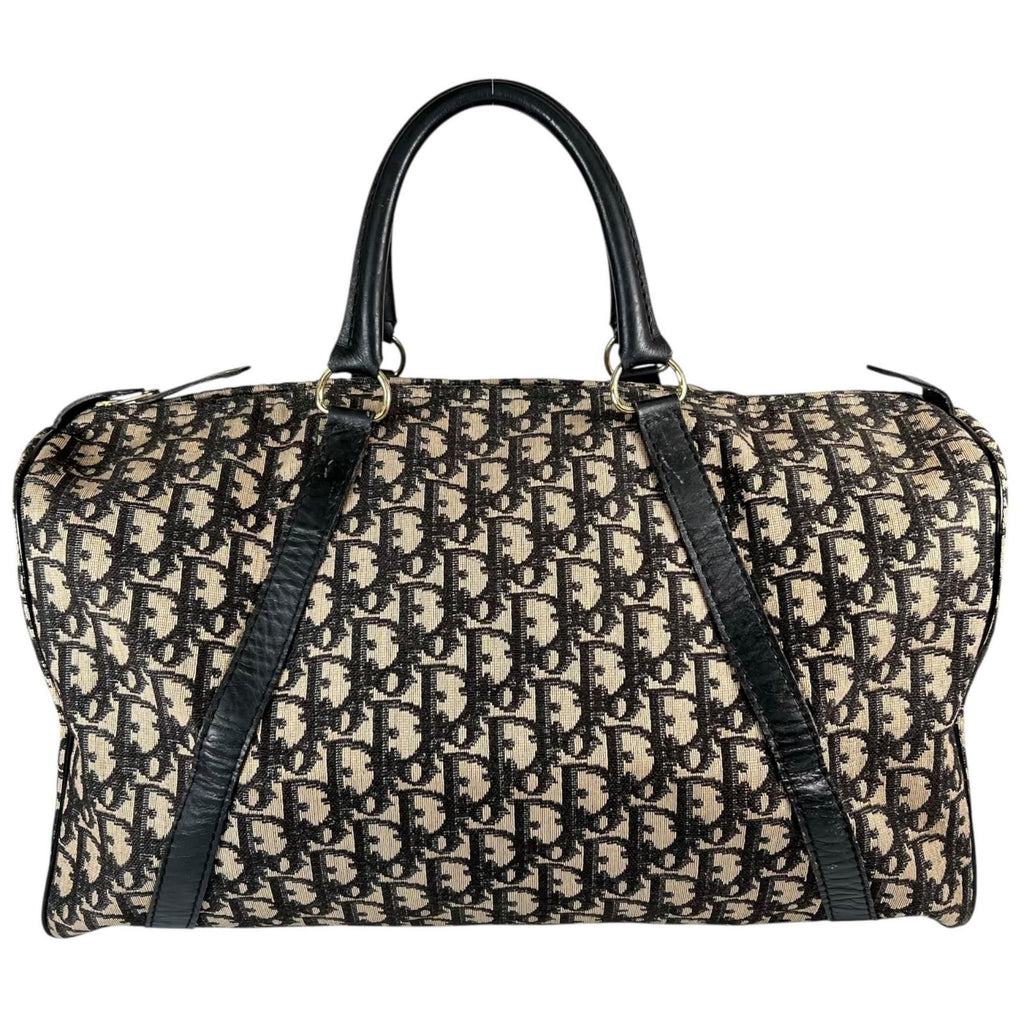 Dior Trotter Boston Bag Canvas Leather Beige