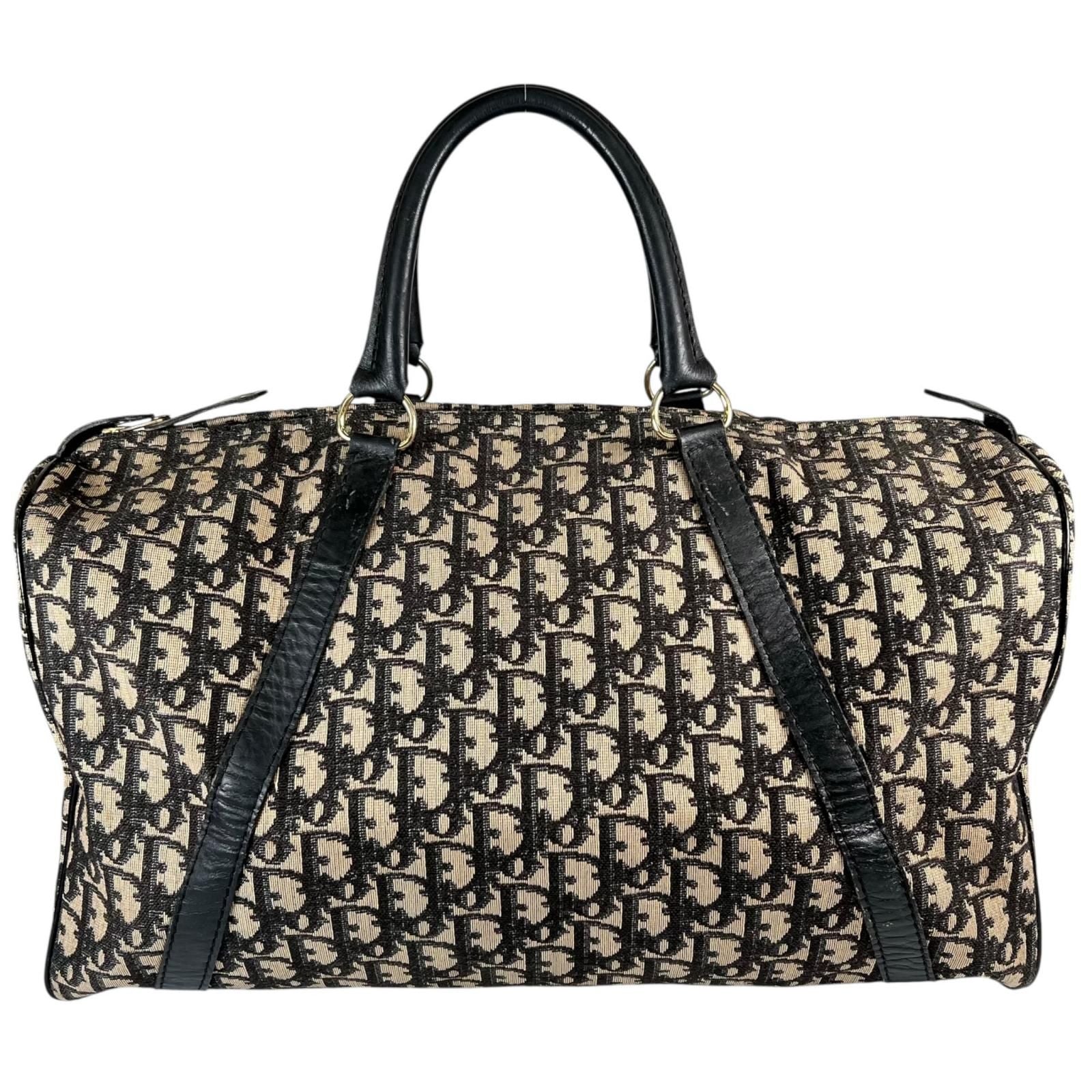 Dior Trotter Boston Bag Canvas Leather Beige