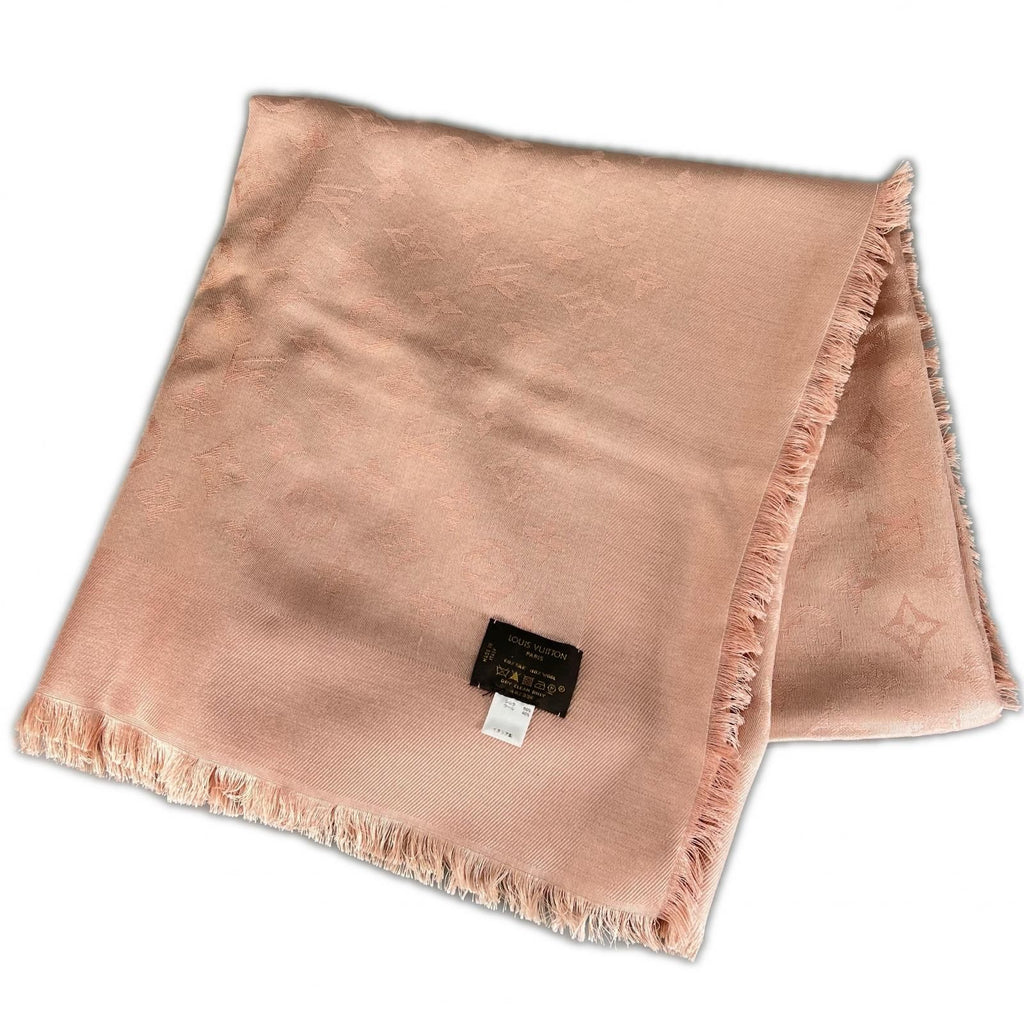 Louis Vuitton Monogram Shine Shawl Silk Wool Pink Scarf — view 2