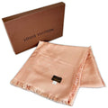 Louis Vuitton Monogram Shine Shawl Silk Wool Pink Scarf