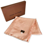 Louis Vuitton Monogram Shine Shawl Silk Wool Pink Scarf